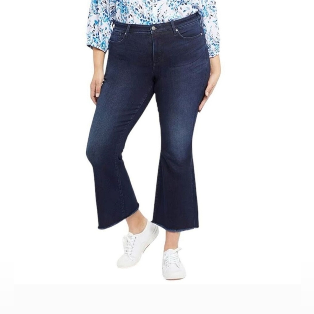 NYDJ Ava Darling Flare Leg Frayed Hem Cropped Jeans Size 24W NWT